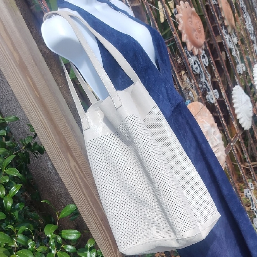 Designer Soft Pebble And Perforated Leather Tote
